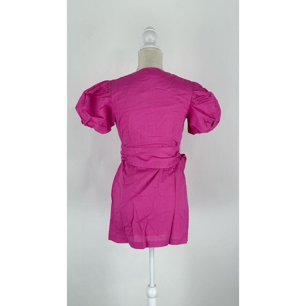 Charlie Holiday Womens Margaux Wrap Dress Short Puff Sleeve Size XS Magenta NWT - Picture 8 of 16